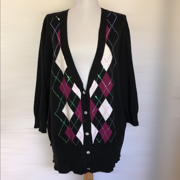 argyle cardigan sweater